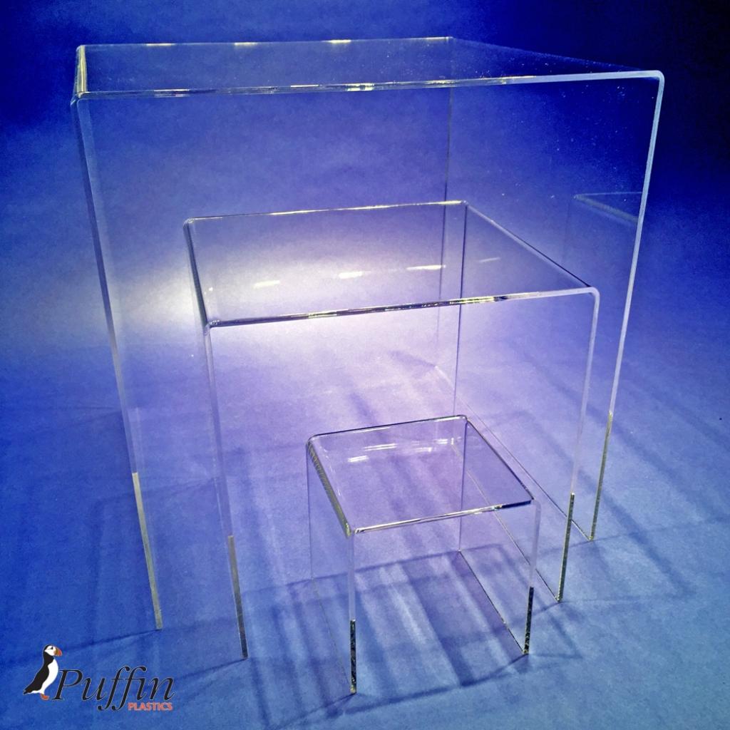 100MM X 100MM, 3MM Puffin Plastics Perspex Acrylic Display Cube Box 5 Sided