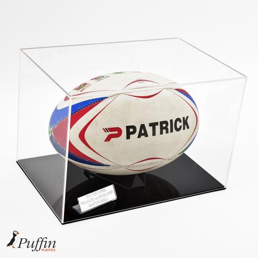 Rugby Ball Display Case (Landscape) - Colour Base