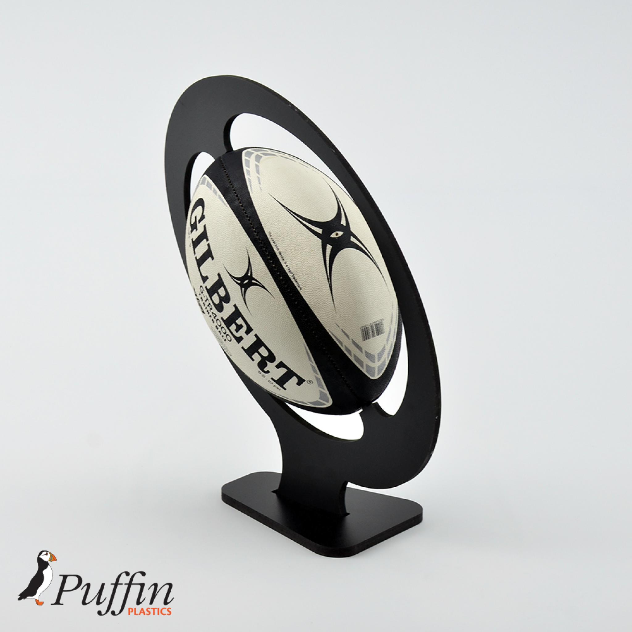 Rugby Ball Display Plinth Black Puffin Plastics