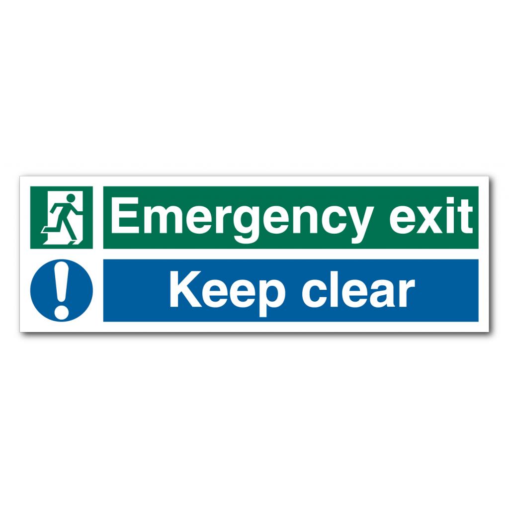 Cartello Autoadesivo Silverline – Fire Exit Keep Clear (Uscita Di Sicurezza), 450x200 Mm, Segnale Luminoso E Riconoscibile
