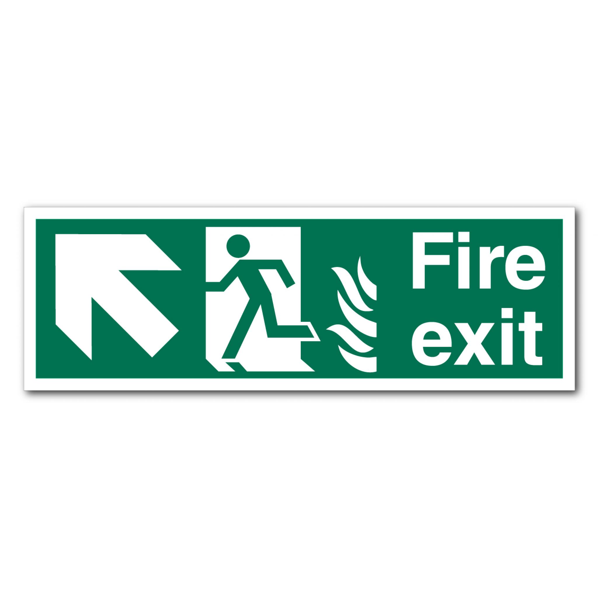 Safety Signs - Safety Condition Signs - Fire Exit Up Left NHS Sign