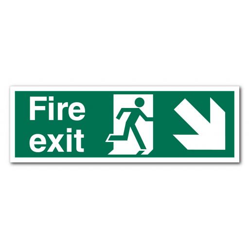 Fire Exit Down Right Sign