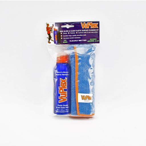 VuPlex Anti-Static Cleaner/Polish (235ml) Plus Cleaning Cloth Pack