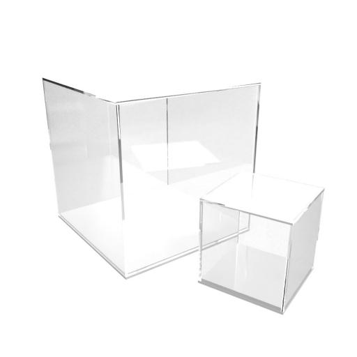 100MM X 100MM, 3MM Puffin Plastics Perspex Acrylic Display Case With White Base 