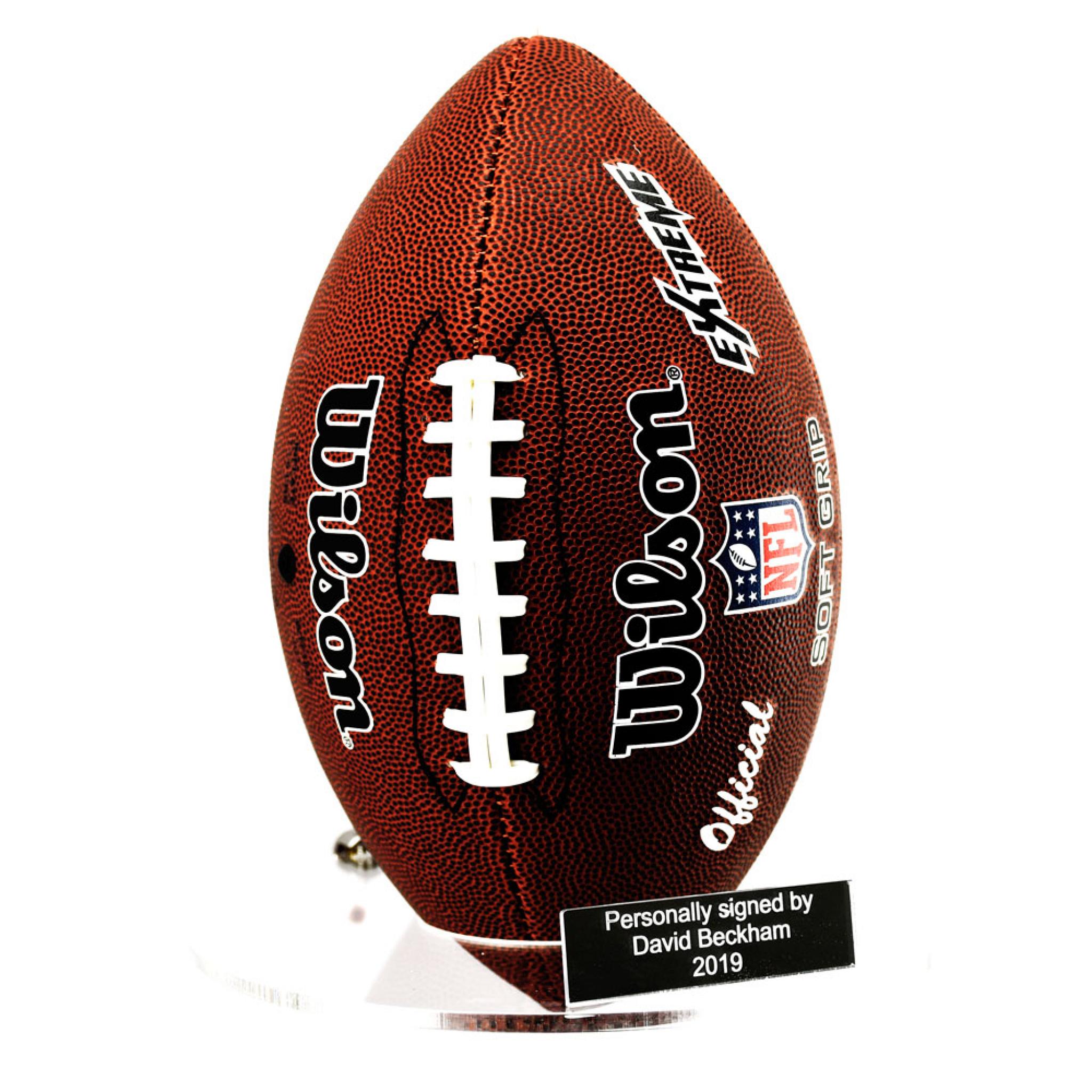 American football wall stand with inscription