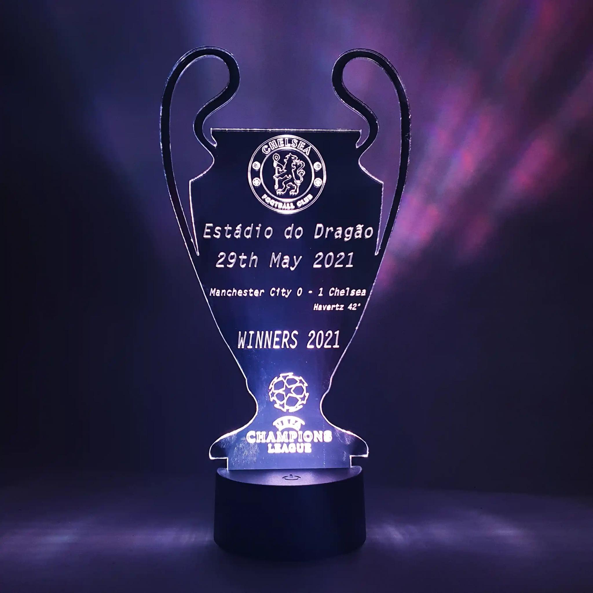 Chelsea Champions League Winners LED Light - Mirror Edition | Puffin Plastics