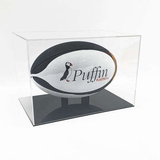 Rugby Ball Display Case (Landscape) - With Mirror Backing